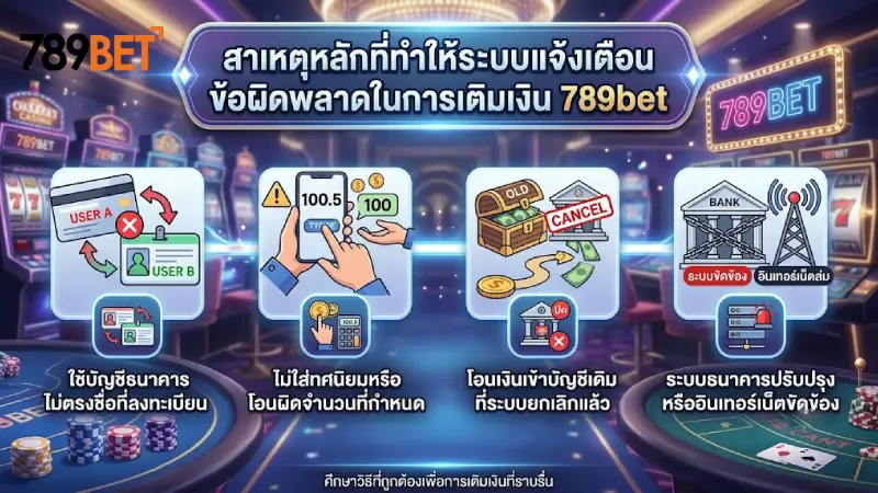 สาเหตุหลักที่ทำให้ระบบแจ้ง การฝากข้อผิดพลาด 789bet
